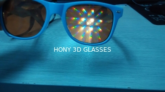 المواد البلاستيكية سمكا عدسة 3D حيود نظارات للحزب / نظارات 3D الألعاب النارية