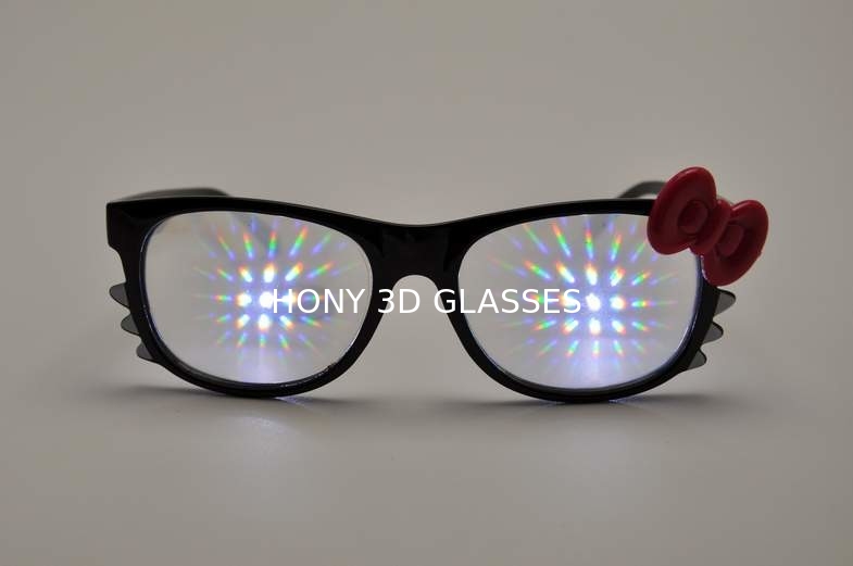 مرحبا كيتي إطار نظارات الألعاب النارية مع 13500 خطوط حيود تأثير الإطار الأسود