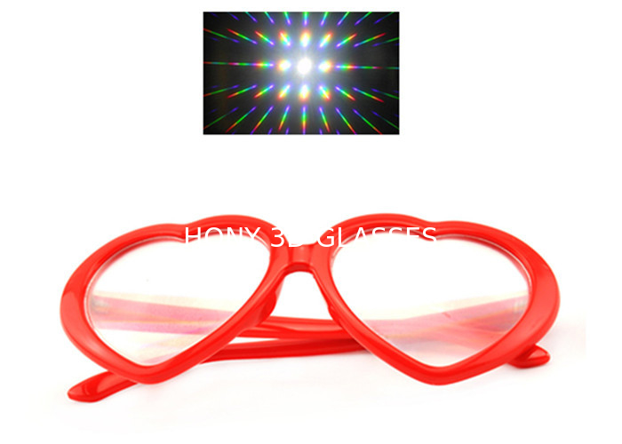 أحمر القلب الإطار البلاستيك حيود الألعاب النارية 3D قوس قزح نظارات للحزب